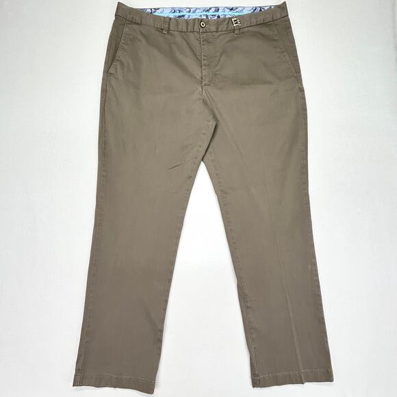 Tommy Bahama Borocay Pants Mens 38 (40x30) Brown Flat Front Straight Leg Stretc - Picture 1 of 12